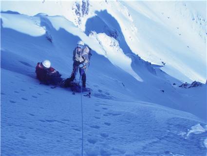 Annabel on belay (she missed out on the view from the top!)