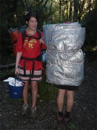 Sarah and a Tarp with Legs