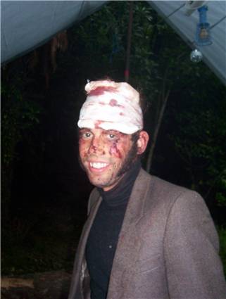 Craig looking considerably worse for wear after his hard night... 