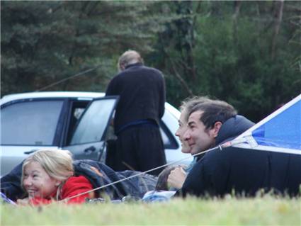 Katrin Jess and Jeremy. Pleased the Tussock Monster didn't get them overnight