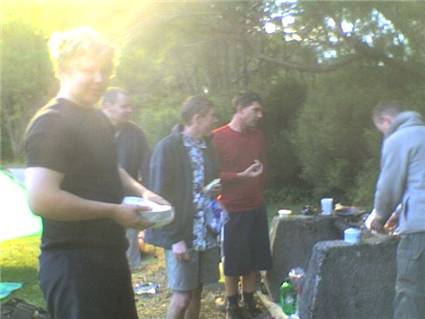 Allan's group having breakfast