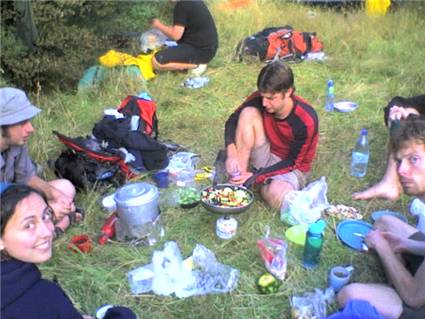 keiran's group cooking dinner