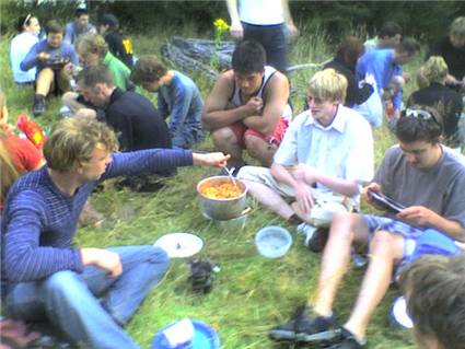 sam's group cooking dinner