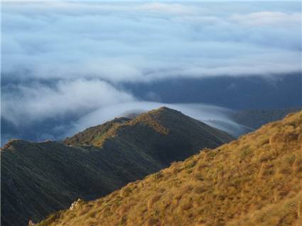 Mist flowing over the back of High Ridge