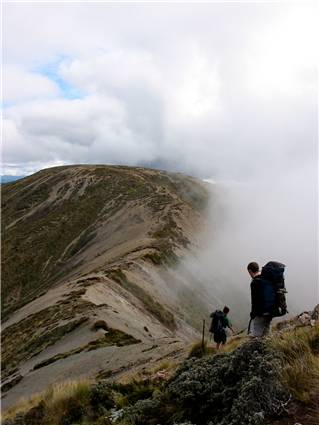 Craig and Sara dropping the ridge from North Kaweka