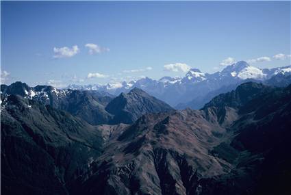 Mt Tutoko and the Darrans from Red Mountain