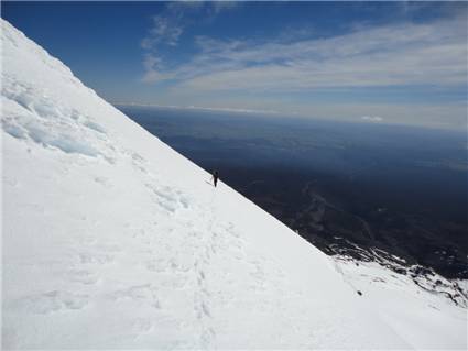 Final tricky section of traverse, slightly unnerving drop off immediately below