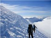 Dropping down onto glacier