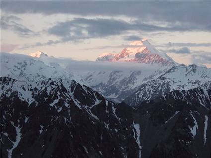 Sunset on Cook from bivvy bag