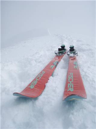 Skis in the mist