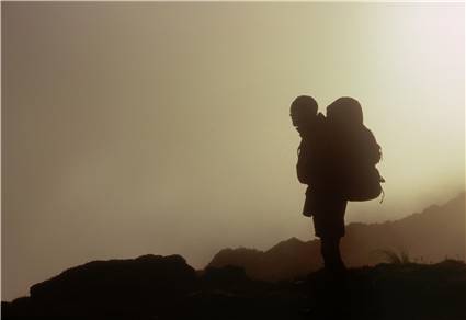 Quentin on the Herbet range, early morning