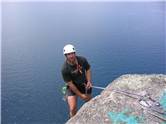 Jeremy about to abseil off tibia