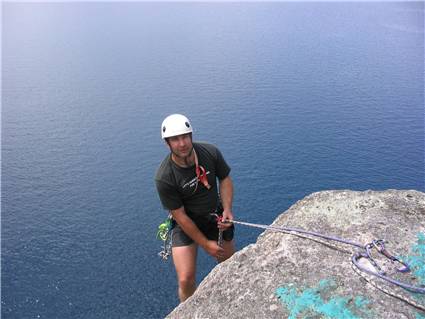 Jeremy about to abseil off tibia